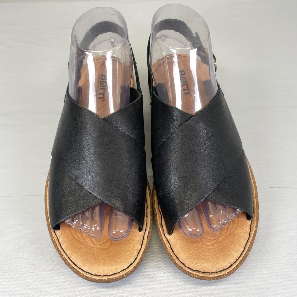 Born Santa Rose Slingback Sandals Womens Size 7 M Black Leather Casual Shoes - Picture 4 of 10